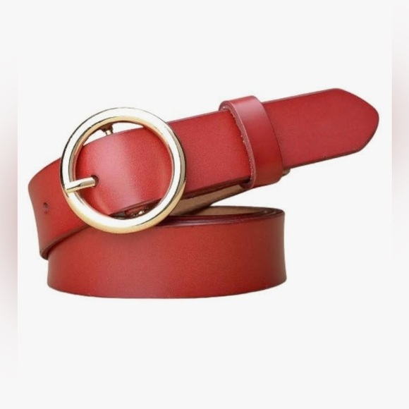 NWT Women's Genuine Leather Waist Belt Round Buckle Size XL 40”-44” Brown - Picture 6 of 9